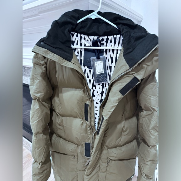 RAINS Block Puffer Full-Length Coat-WOOD - Picture 4 of 5